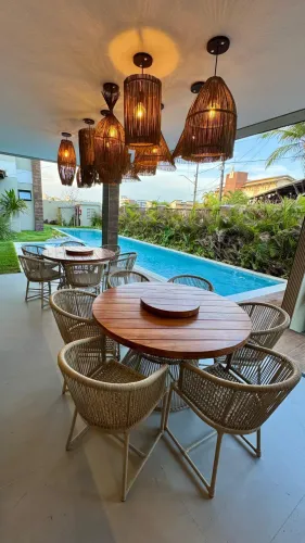 Conjunto de mesa para área externa, deck de piscina ou área gourmet