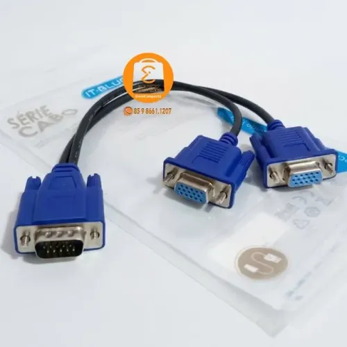 Cabo Duplicador de VGA x VGA duplo (Monitor, Notebook, PC etc)