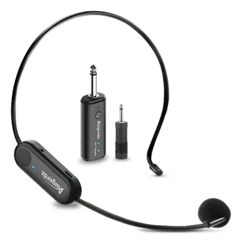 Fone de ouvido com microfone sem fio Augerdz Agm01 2.4G tipo preto