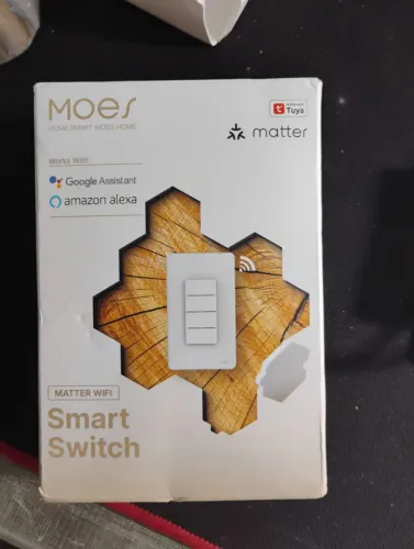 Interruptor Inteligente Matter De 3 botões Moes Wifi Alexa