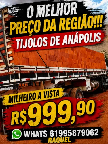 TIJOLOS DE ANAPOLIS MILHEIRO A VISTA APENAS R$999,90