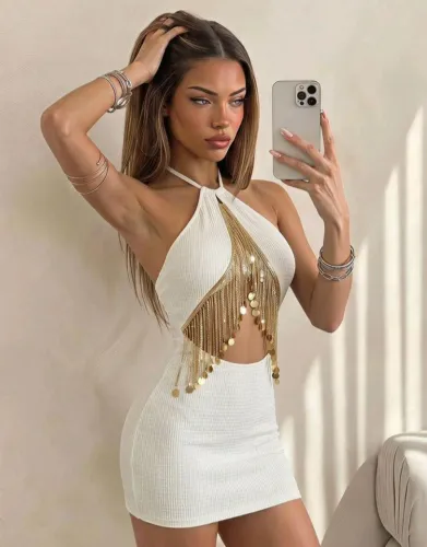 Vestido franjas de lantejoulas