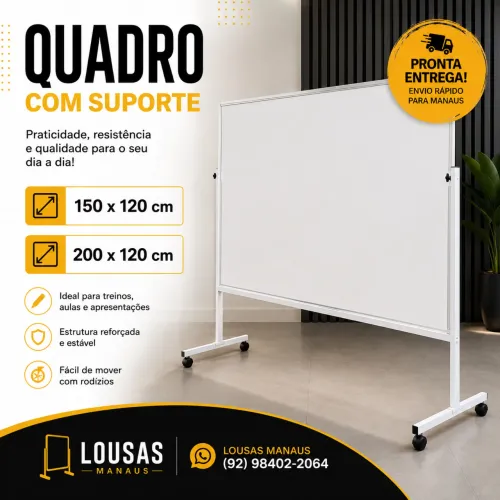 QUADRO BRANCO COM SUPORTE MÓVEL