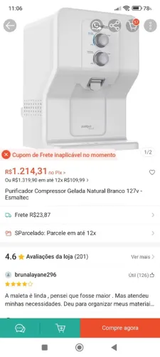 Vende se purificador de água