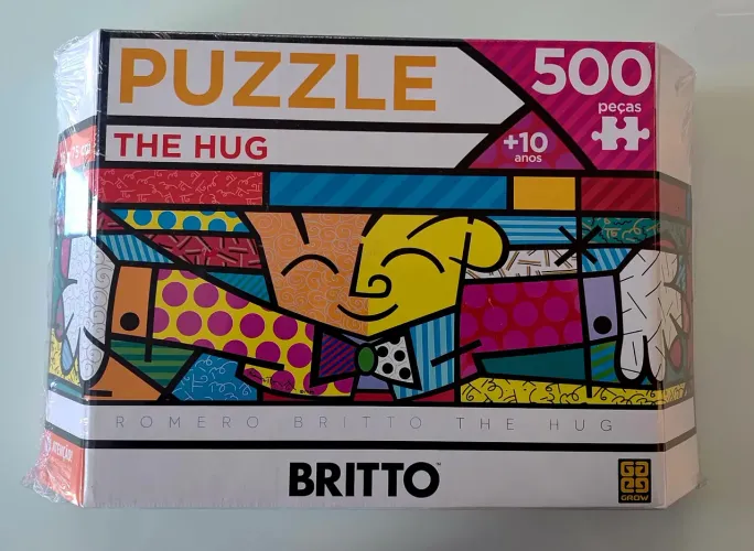 Quebra Cabeça Panorâmico Grow 500 peças Romero Britto The Hug RARO!!!