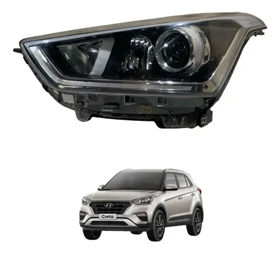 Farol Esquerdo Com Globo Hyundai Creta 2017 A 2021 Esquerdo/motorista