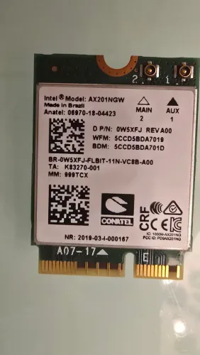 Placa Rede Wi-Fi 6 E Bluetooth Intel Ax201ngw M.2 Cnvio2