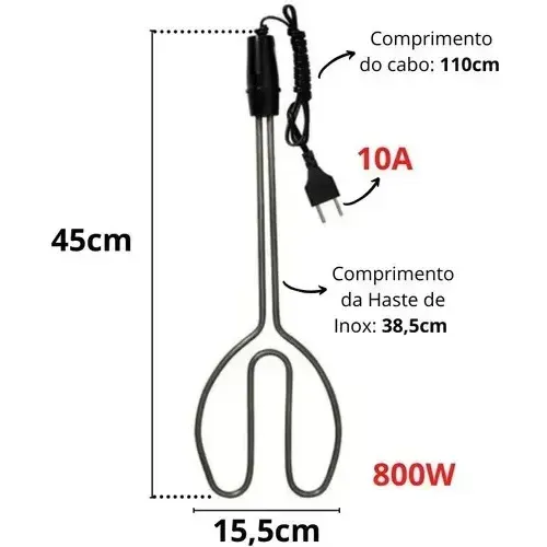 acendedor elétrico p churrasqueira e lareira 800w grande 127v ref-ra