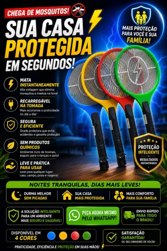 Raquete Mata Mosquito Recarregavel