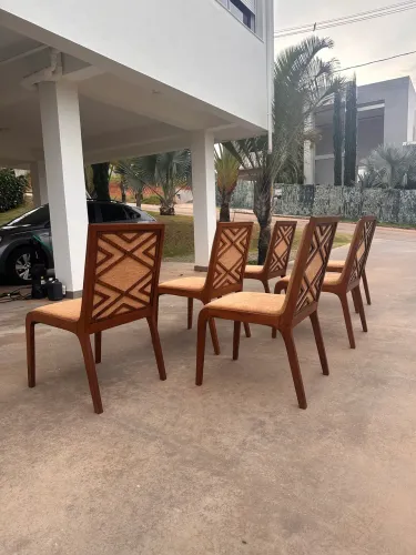 Conjunto 6 Cadeiras de Jantar em Madeira Estofadas - Excelente Estado