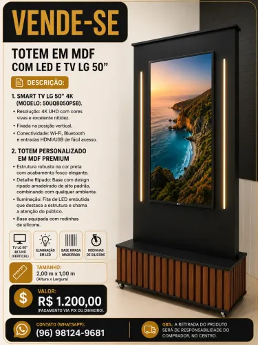 Totem em MDF com led e TV LG 50