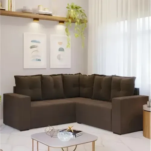 Sofa de canto marrom FRETE GRATIS