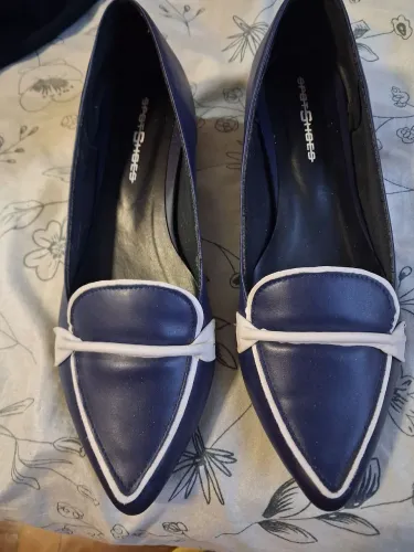 Sapatilha Elegante Spot Shoes Bico Fino Azul Marinho