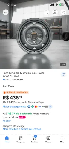 1 roda avulsa aro 12 original Ásia towner