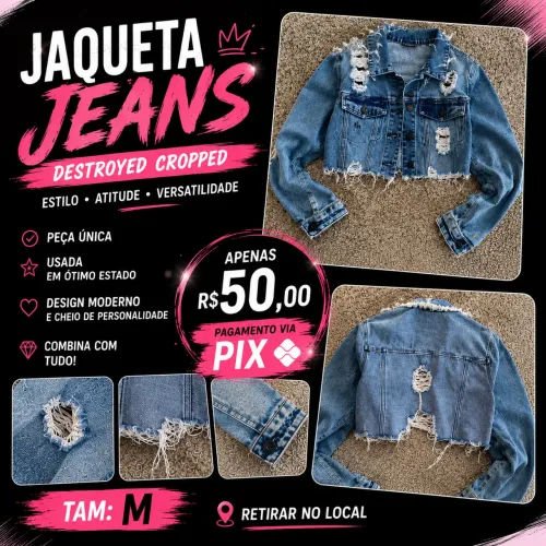 Jaqueta jeans Cropped - M  