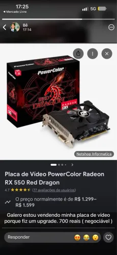 Placa de video PowerColor Radeon RX 550 Red Dragon