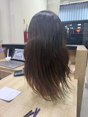 Lace / peruca 100% cabelo humano natural ajustável morena iluminada - nova sem uso