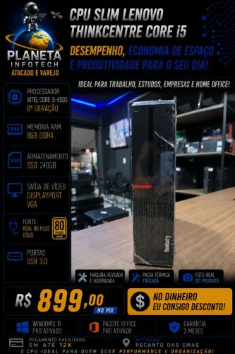 CPU Slim Lenovo core i5 6500 com 8gb de ram DDR4 + SSD 240gb ( com garantia )