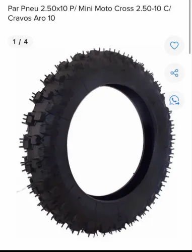 Par Pneu 2.50x10 P/ Mini Moto Cross 2.50-10 C/ Cravos Aro 10
