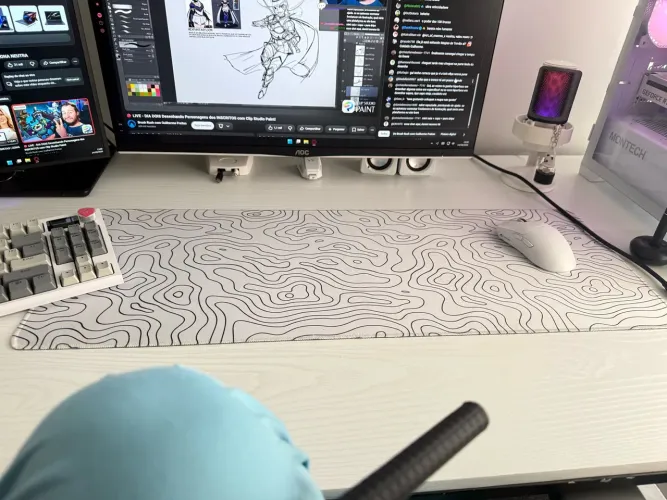 Mousepad branco abstrato 80x30