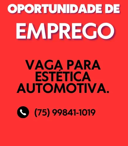 Vaga para profissional na estética automotiva com experiência .