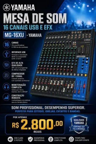 Mesa de som Yamaha 16 canais.