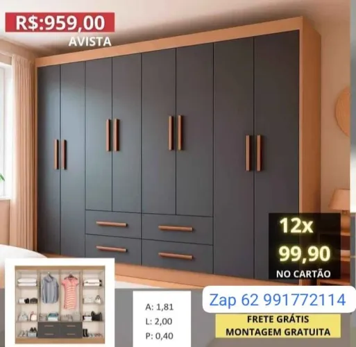 Guarda roupa de casal MONTAGEM NA HORA