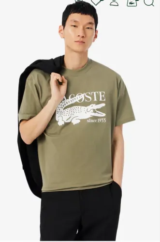 Camiseta Lacoste Original Verde Militar Tam L - usada apenas 1 vez