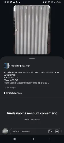 Portão social galvanizado 2x1 novo