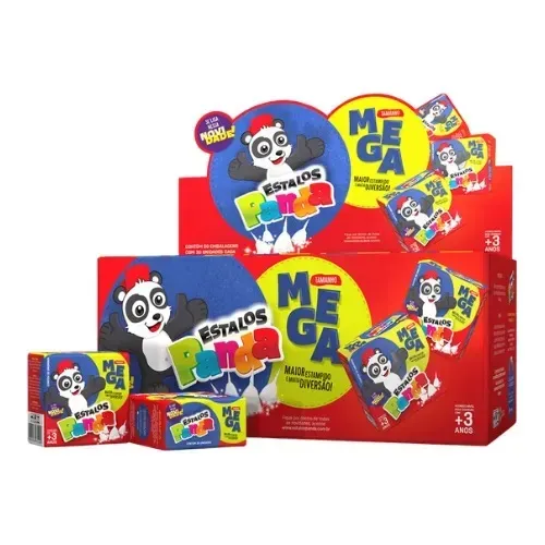 caixa com 50 unidade de estalinhos panda para festa junina