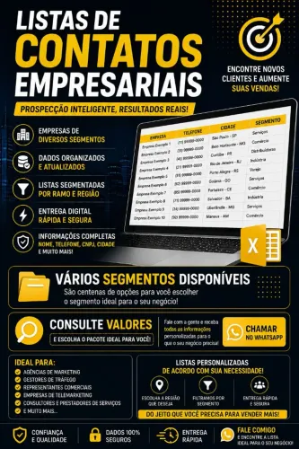 Lista de Empresas | Leads Qualificados | WhatsApp, Telefone, E-mail e CNPJ | Todo Brasil