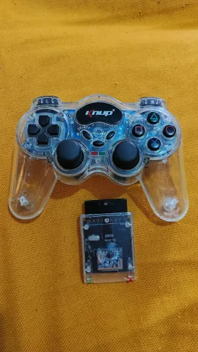 Controle PS2 Sem fio KNUP Transparente + Aptador