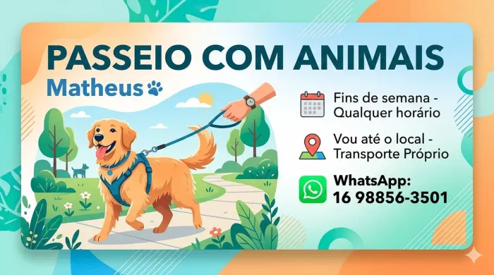 Passeio com animais - Vou ao seu endereço! (Ribeirão Preto e região)