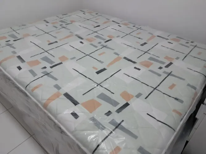 Cama Box Casal Queen Pelmex Springs Molas Ensacadas 138x188x60cm - No plástico!