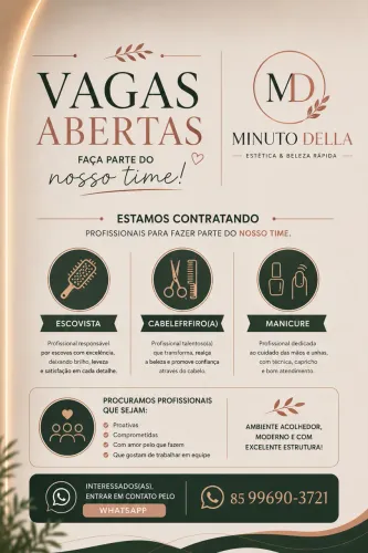 VAGA PARA PROFISSIONAIS DA BELEZA 