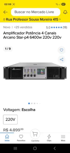 Amplificador de potência 4 canais arcano star-p4 6400 wats rms 220V 