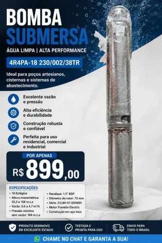 Bomba submersa Franklin Electric 4R4PA-18 18 Estágios - Excelente Estado