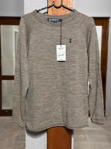 Suéter Tricot Sergok Masculino Bege Premium Manga Longa Tam M
