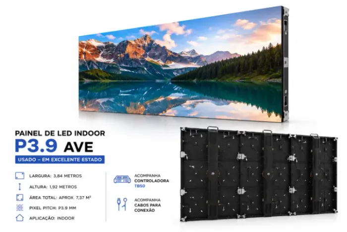 Painel LED P3.9 Indoor AVE Completo 3,84x1,92m - 7,37m²