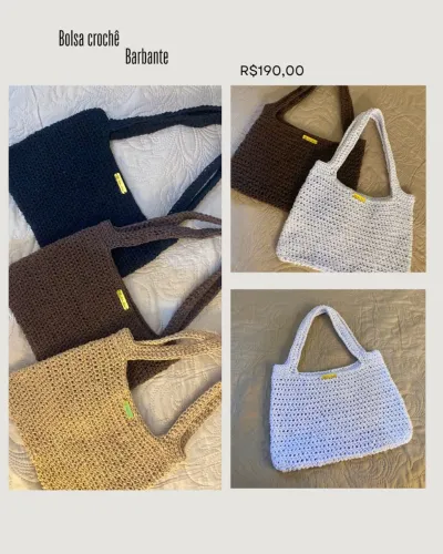Bolsas de crochê barbante uma unidade de cada cor