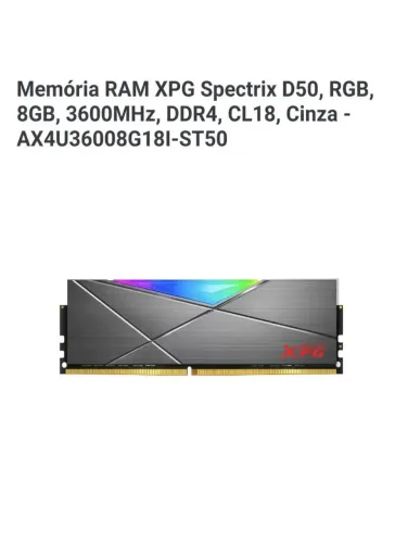 Memoria Ram XPG D50 16GB 2X8 3600MHZ DDR4