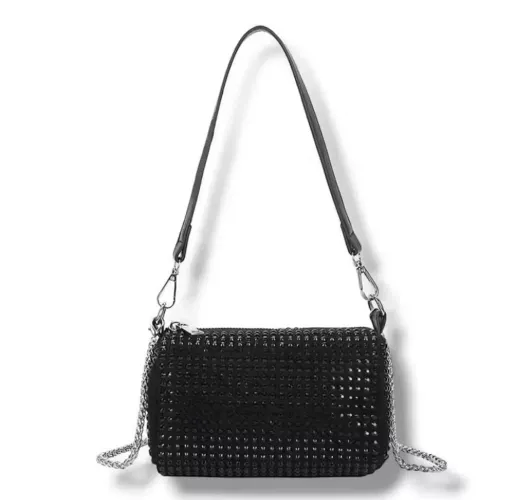 Bolsa, Bag - 2 Alças, detalhes em brilho Preto 