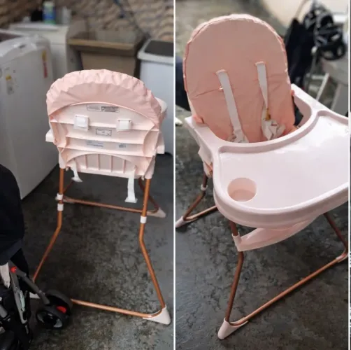 Cadeira Cadeira alimentação compacta Galzerano cor rosa-claro
