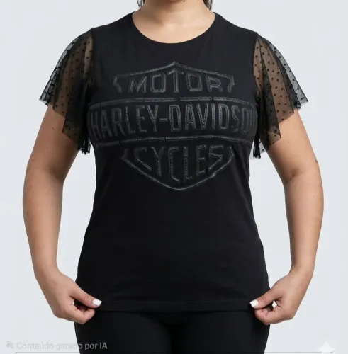 Baby Look Harley Davidson Preta, tamanho M