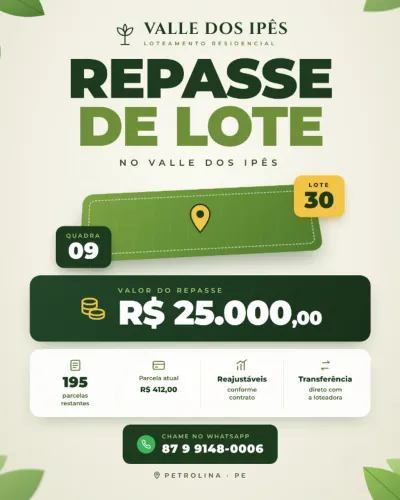 Repasse Terreno Vale dos Ipês - petrolina