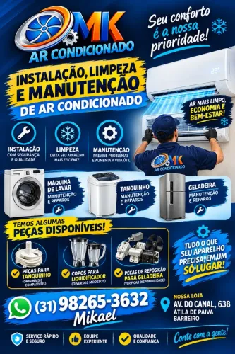 Instalação de ar condicionado/ Manutenção/ Limpeza
