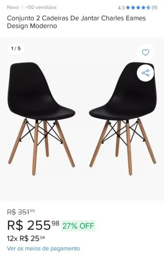 2 cadeiras Charles Eames