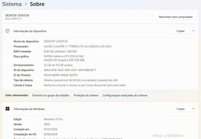 Notebook Acer Nitro AN515-51