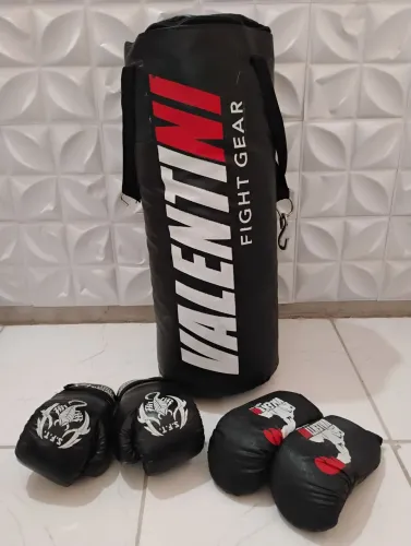 Saco de Pancada VALENTINI 70 cm CHEIO - Treino Boxe Muay Thai + 1 PAR DE LUVA BATE SACO