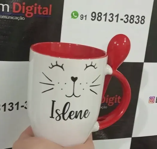 Caneca com colher personalizada